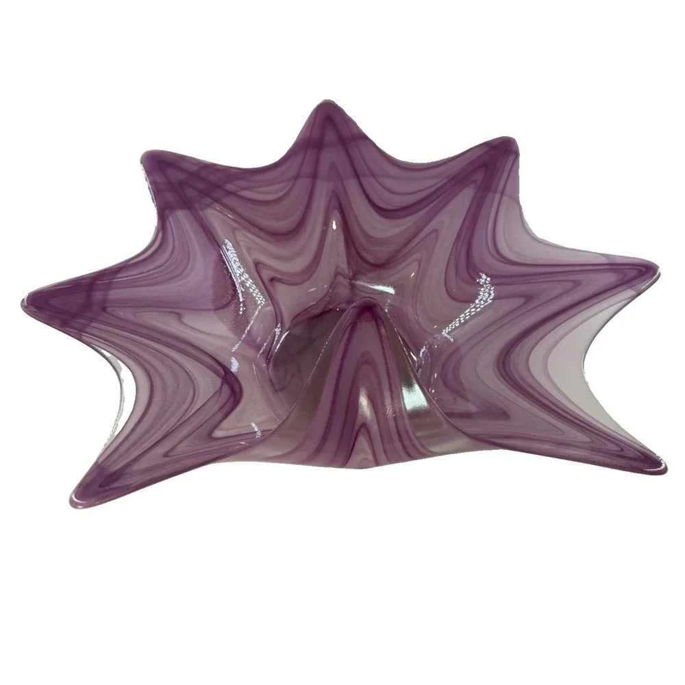 Vintage Murano Purple Art Glass Starfish Bowl Lavorazione Arte Italy Mid-Century